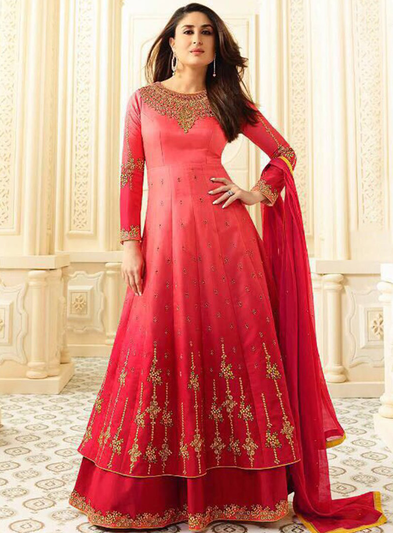 Kareena Kapoor Red Georgette Long Anarkali Suit 112255