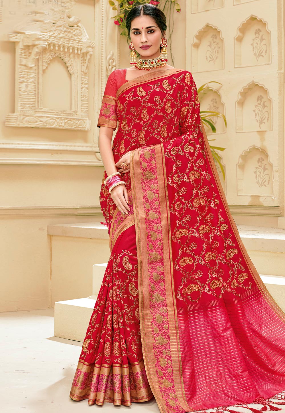 Pink Silk Embroidered Saree With Blouse 198262