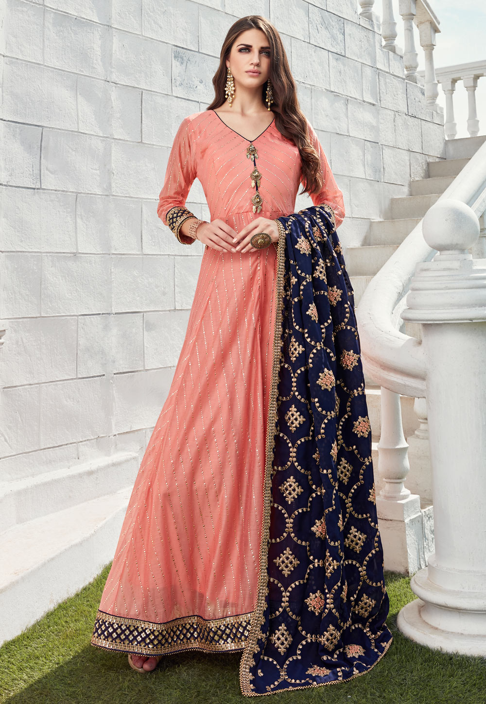 Pink Chanderi Readymade Ankle Length Anarkali Suit 197282