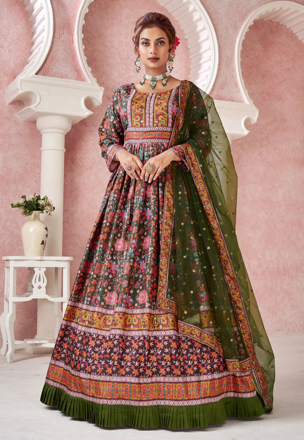 Multicolor Silk Gown 257228