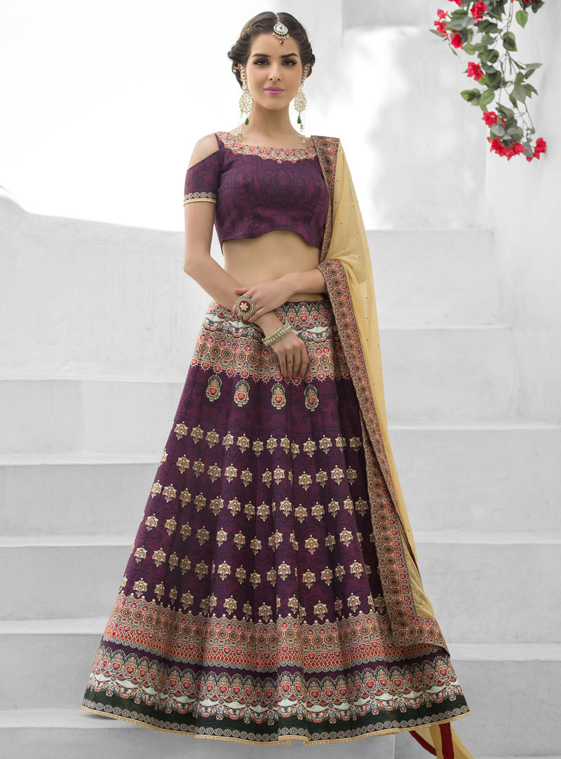 Purple Silk Wedding Lehenga Choli 81019