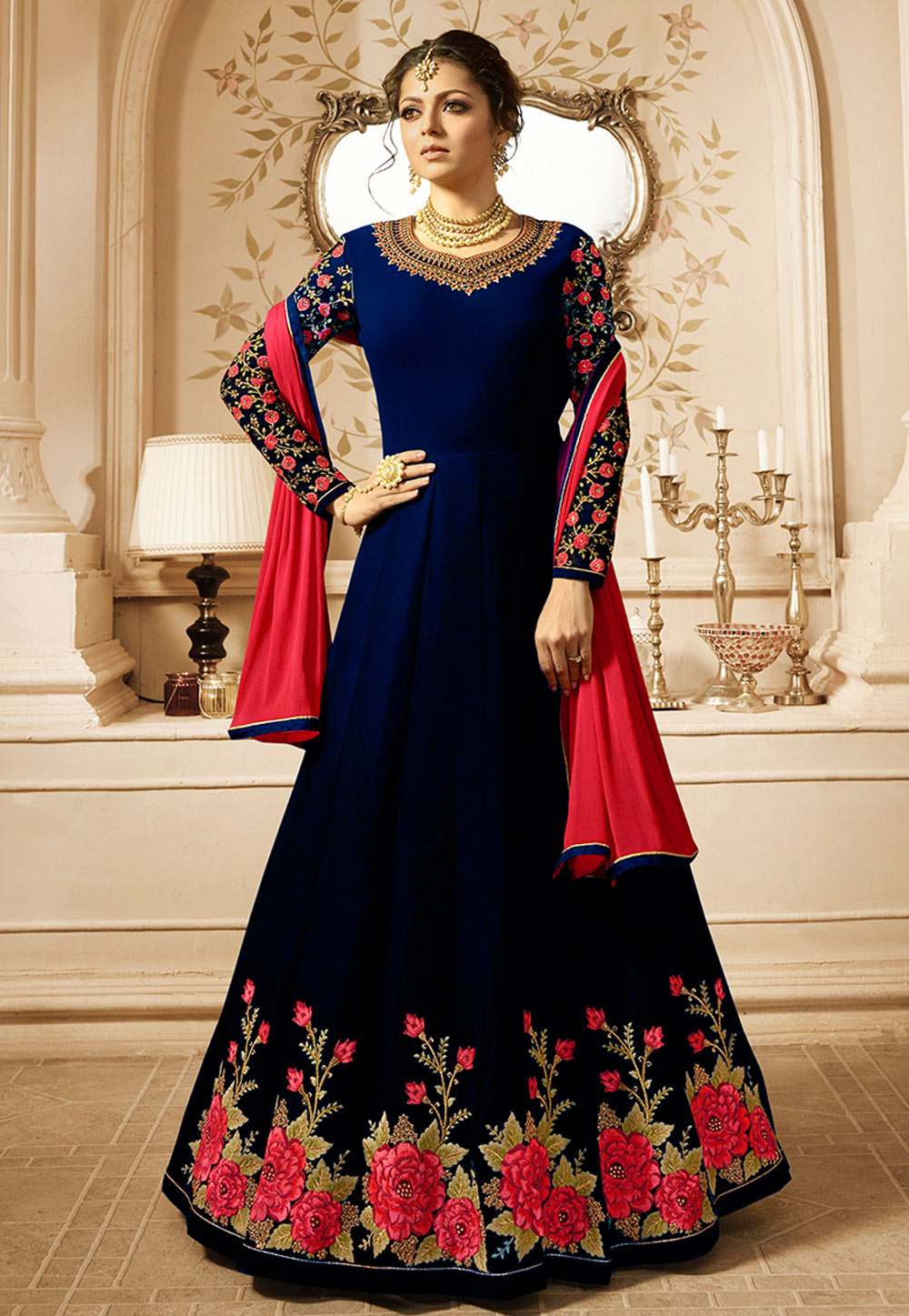 Drashti Dhami Blue Georgette Abaya Style Anarkali Suit 155322