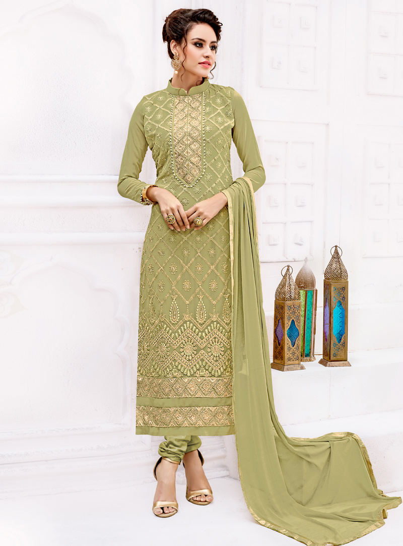 Light Green Georgette Churidar Salwar Suit 107776