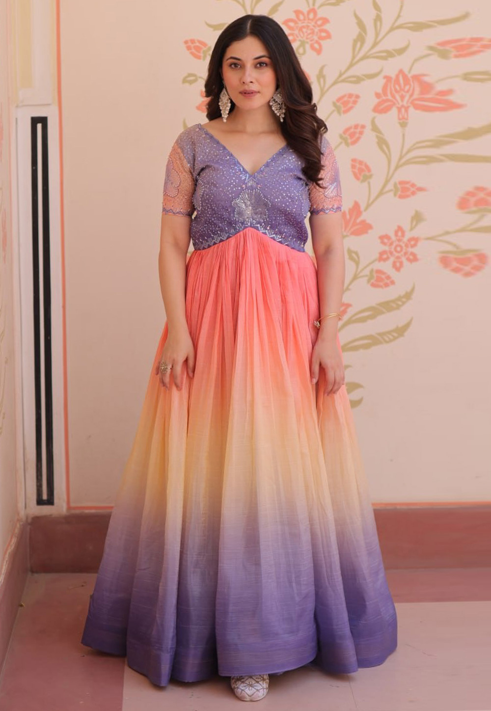 Lavender Art Silk Gown 310260
