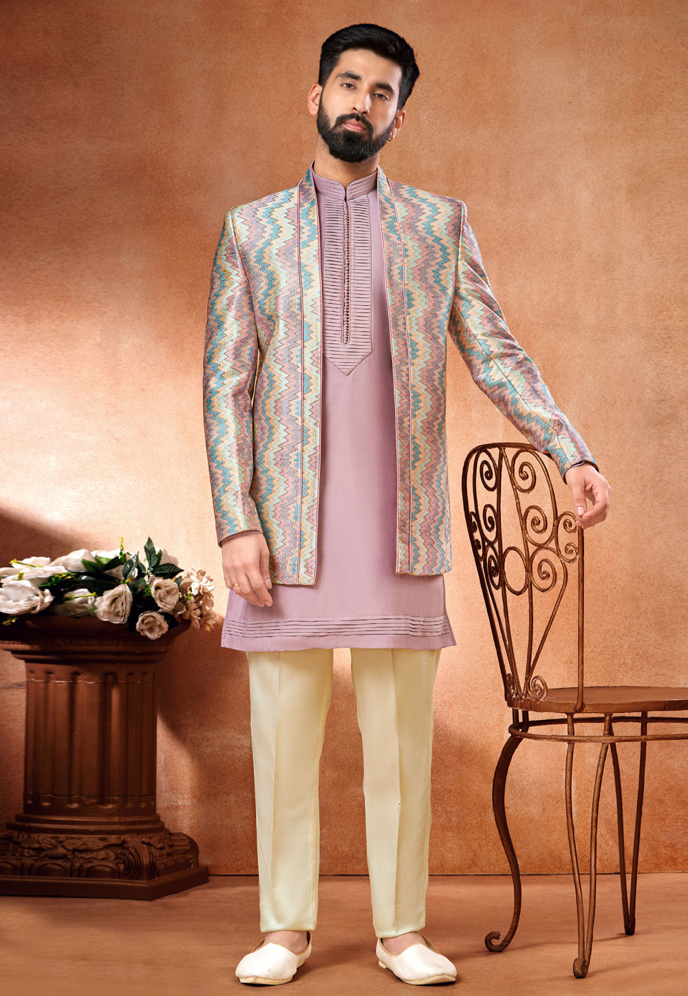Lavender Art Silk Indo Western Suit 280280