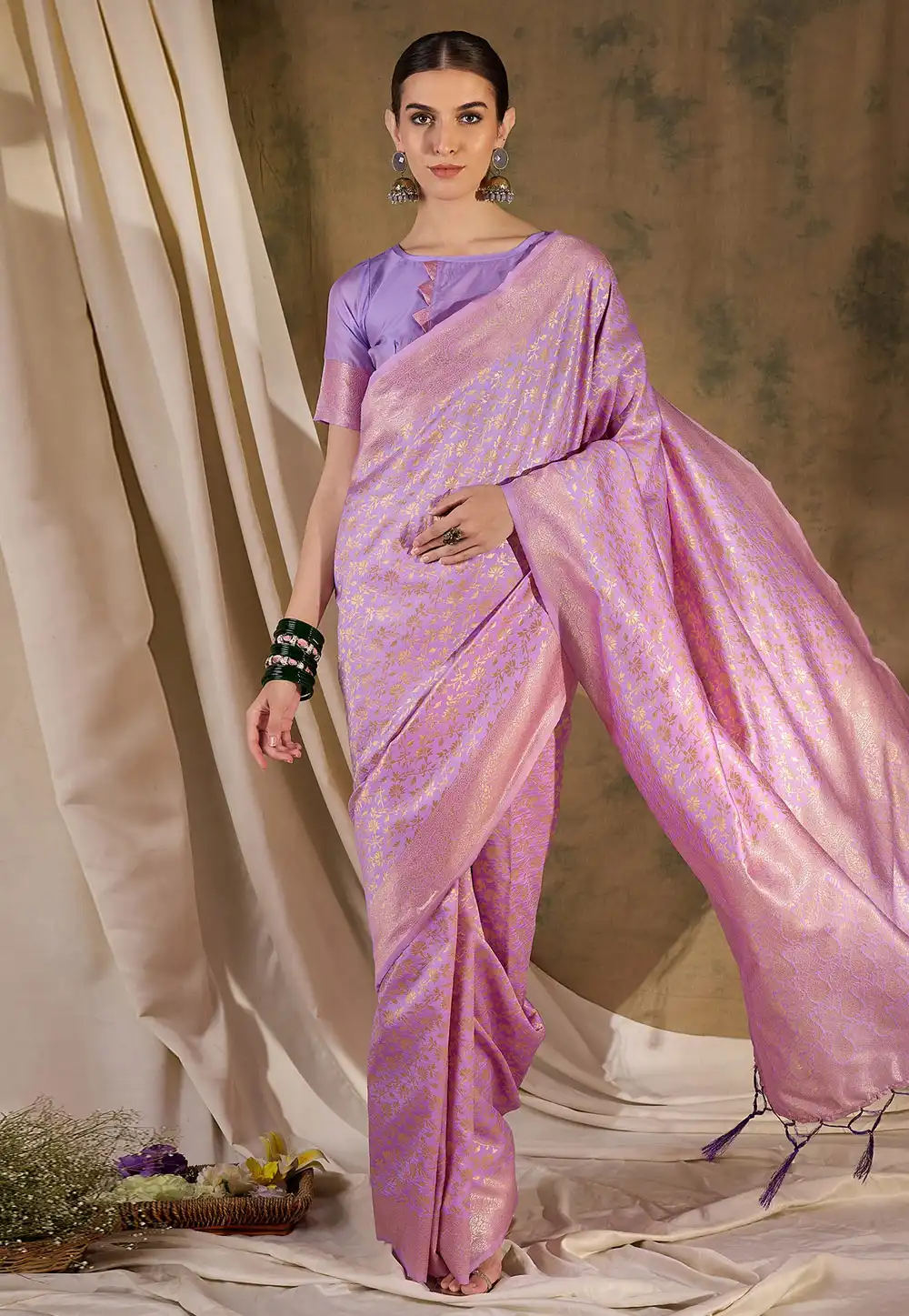 Lavender Banarasi Silk Saree 289640