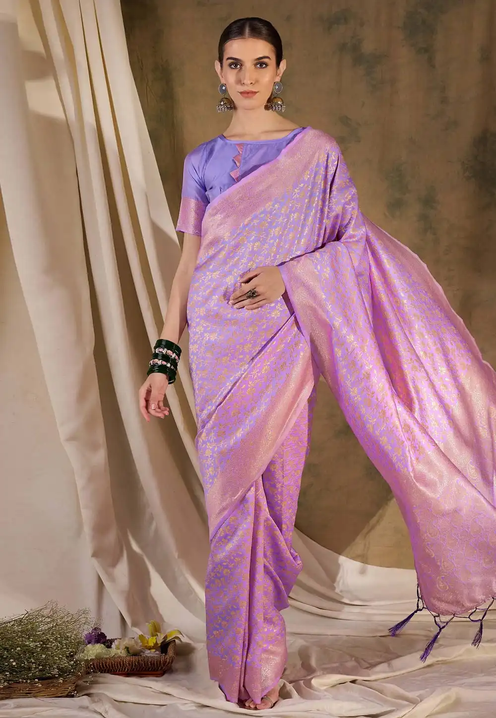 Lavender Banarasi Silk Saree 289642