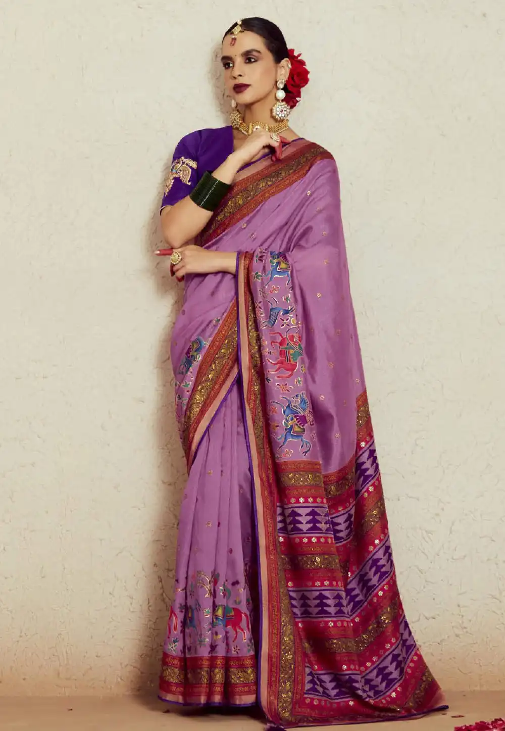 Lavender Brasso Saree With Blouse 290665