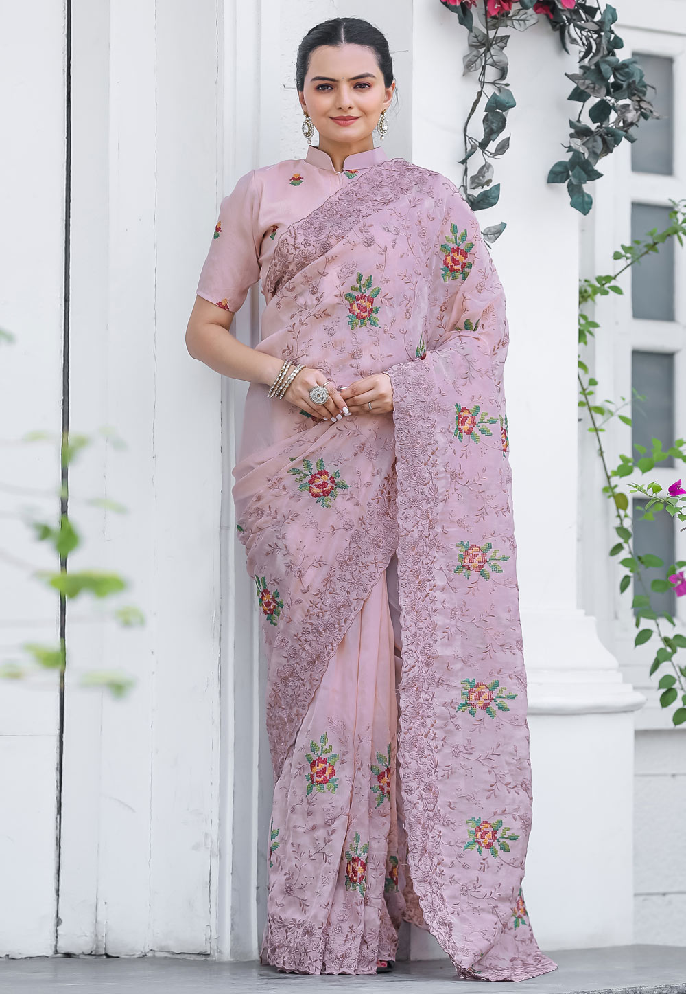 Lavender Chiffon Saree With Blouse 287656