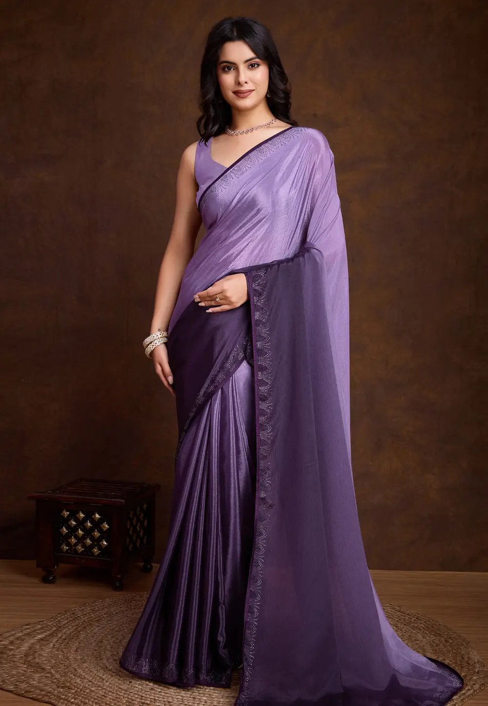 Lavender Chinon Half N Half Saree 295332