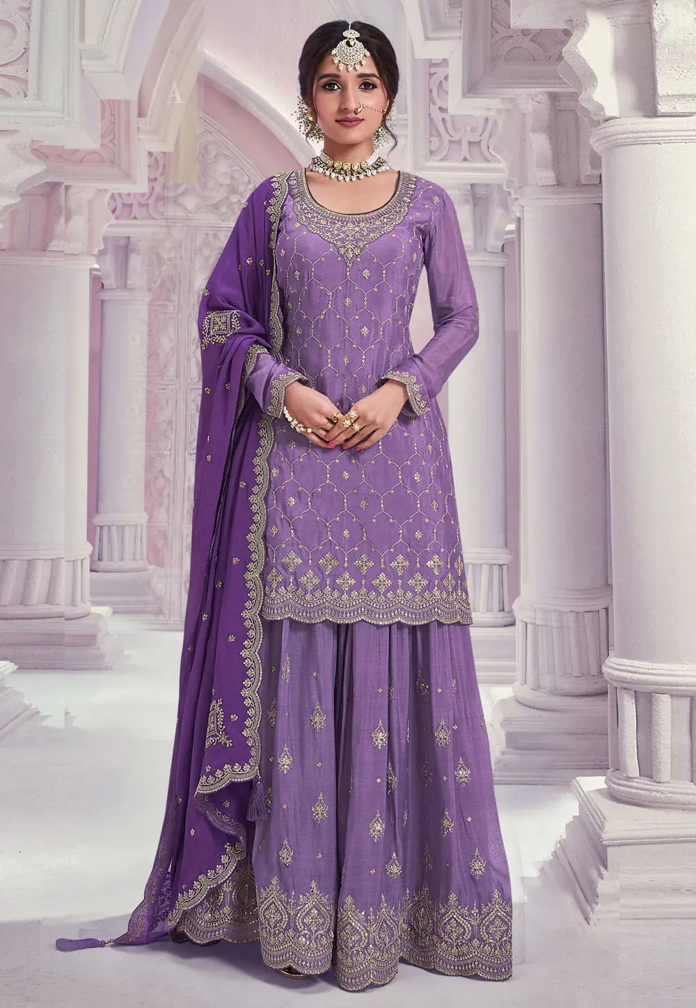 Lavender Chinon Palazzo Suit 301769