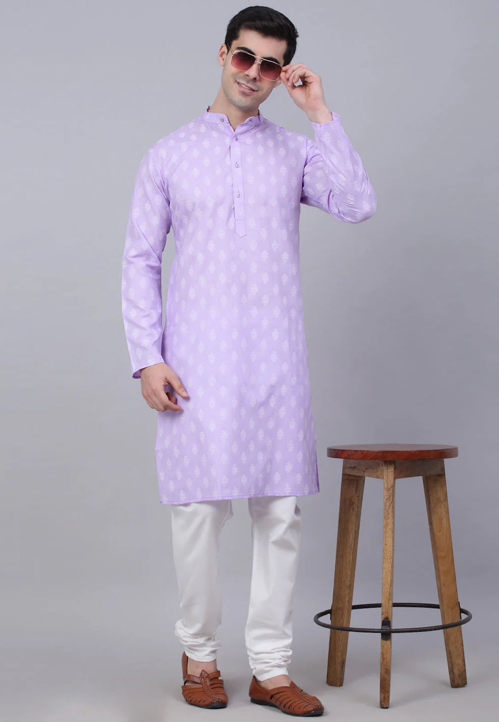 Lavender Cotton Kurta Pajama 287125