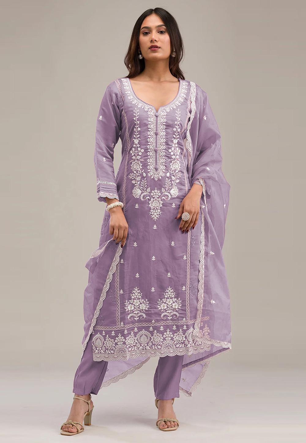 Lavender Cotton Pakistani Suit 306271