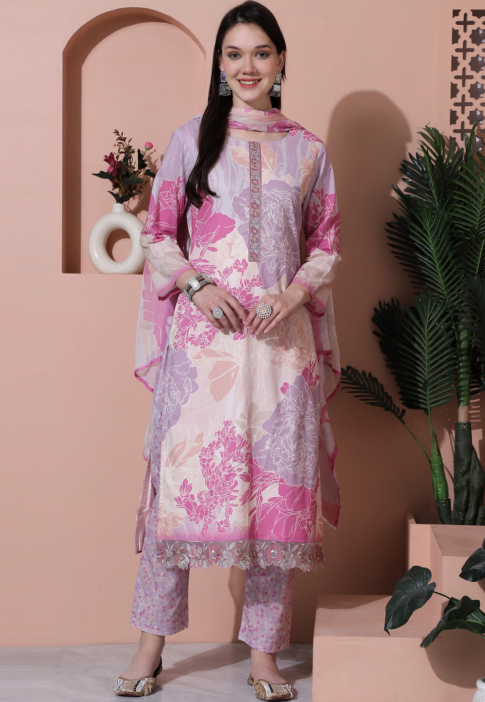 Lavender Cotton Pant Style Suit 310085