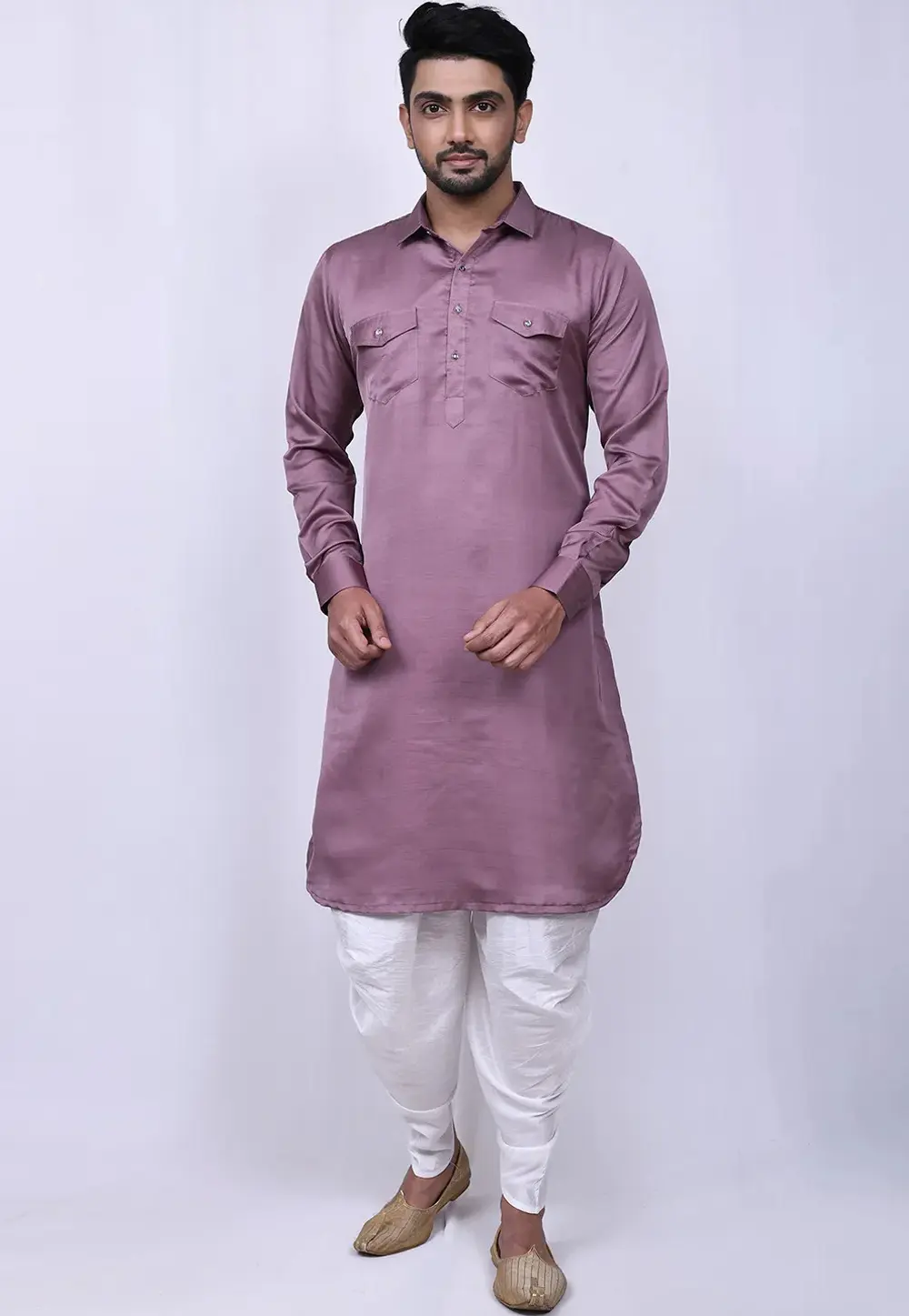 Lavender Cotton Pathani Suit 300786