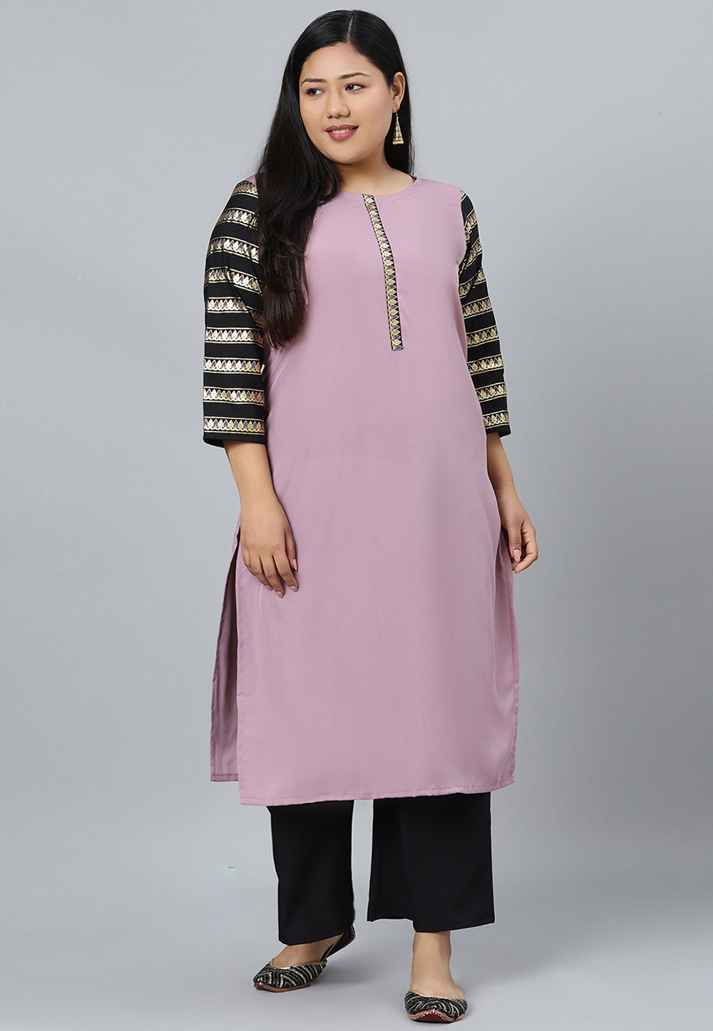 Lavender Crepe Kurta Set With Palazzo 305572