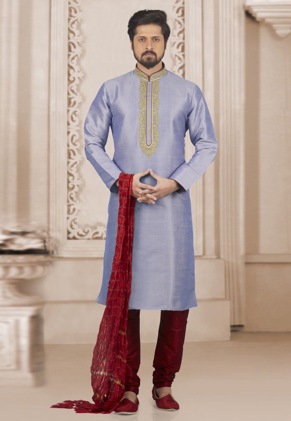 Lavender Dupion Silk Kurta Pajama 309961
