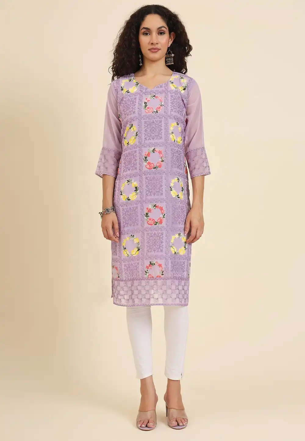 Lavender Georgette Kurti 293020