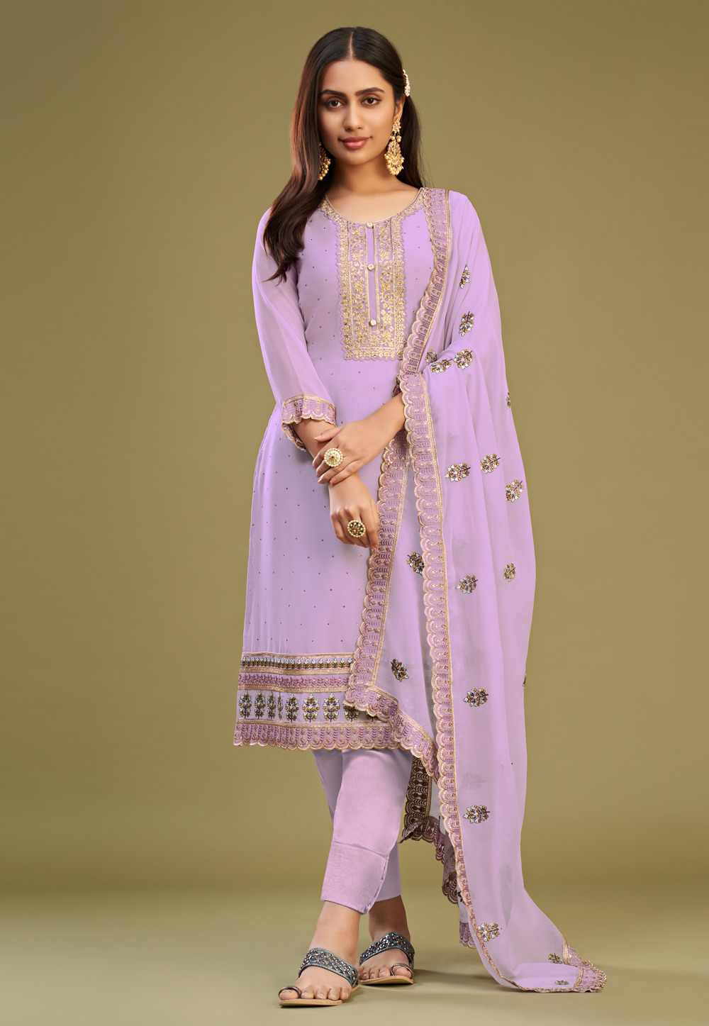 Lavender Georgette Pakistani Suit 280647