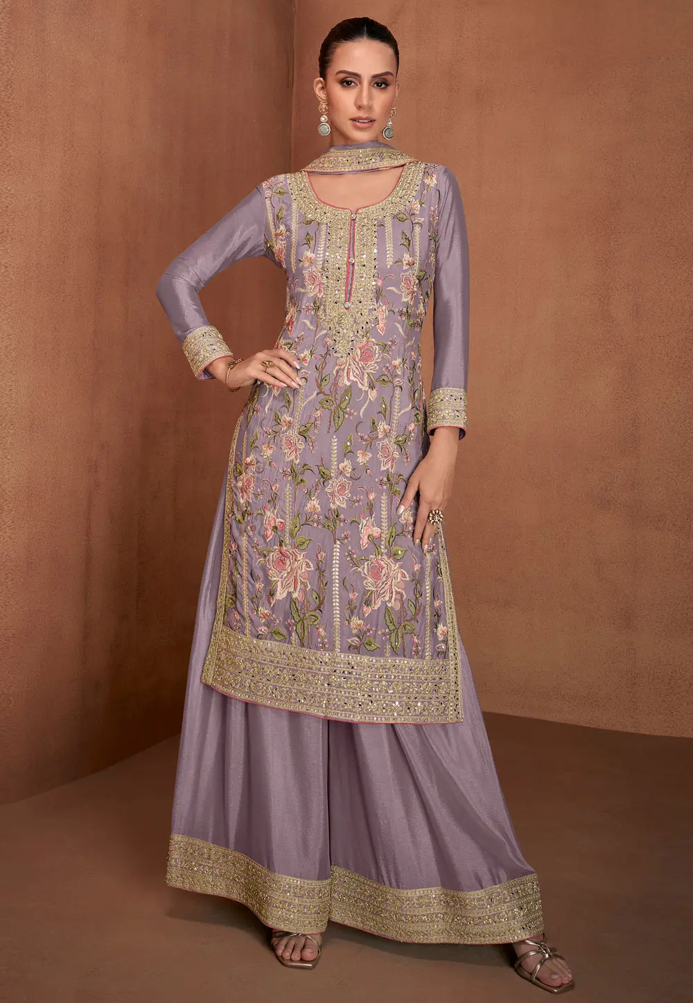 Lavender Georgette Palazzo Suit 302915