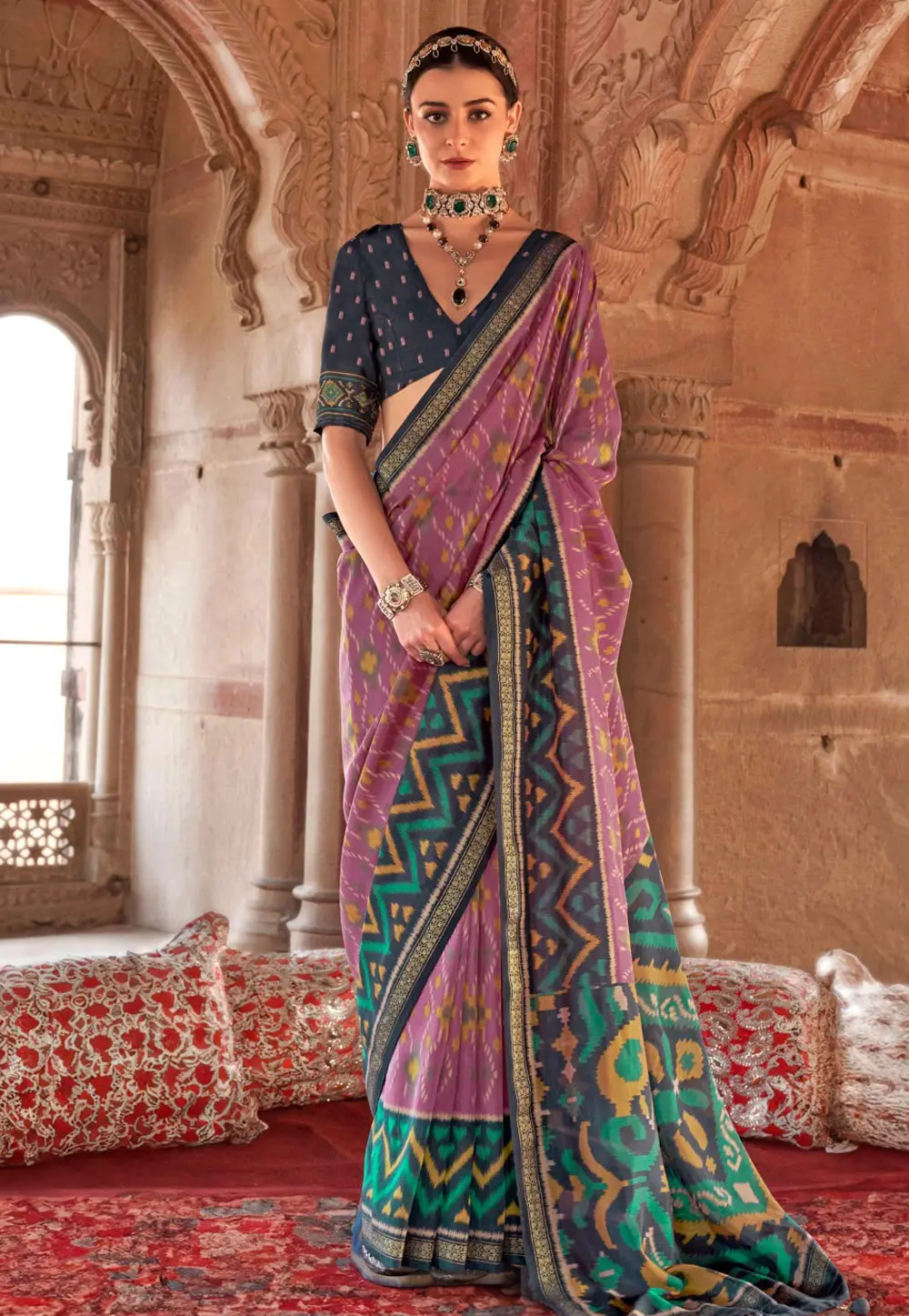 Lavender Georgette Saree With Blouse 303833