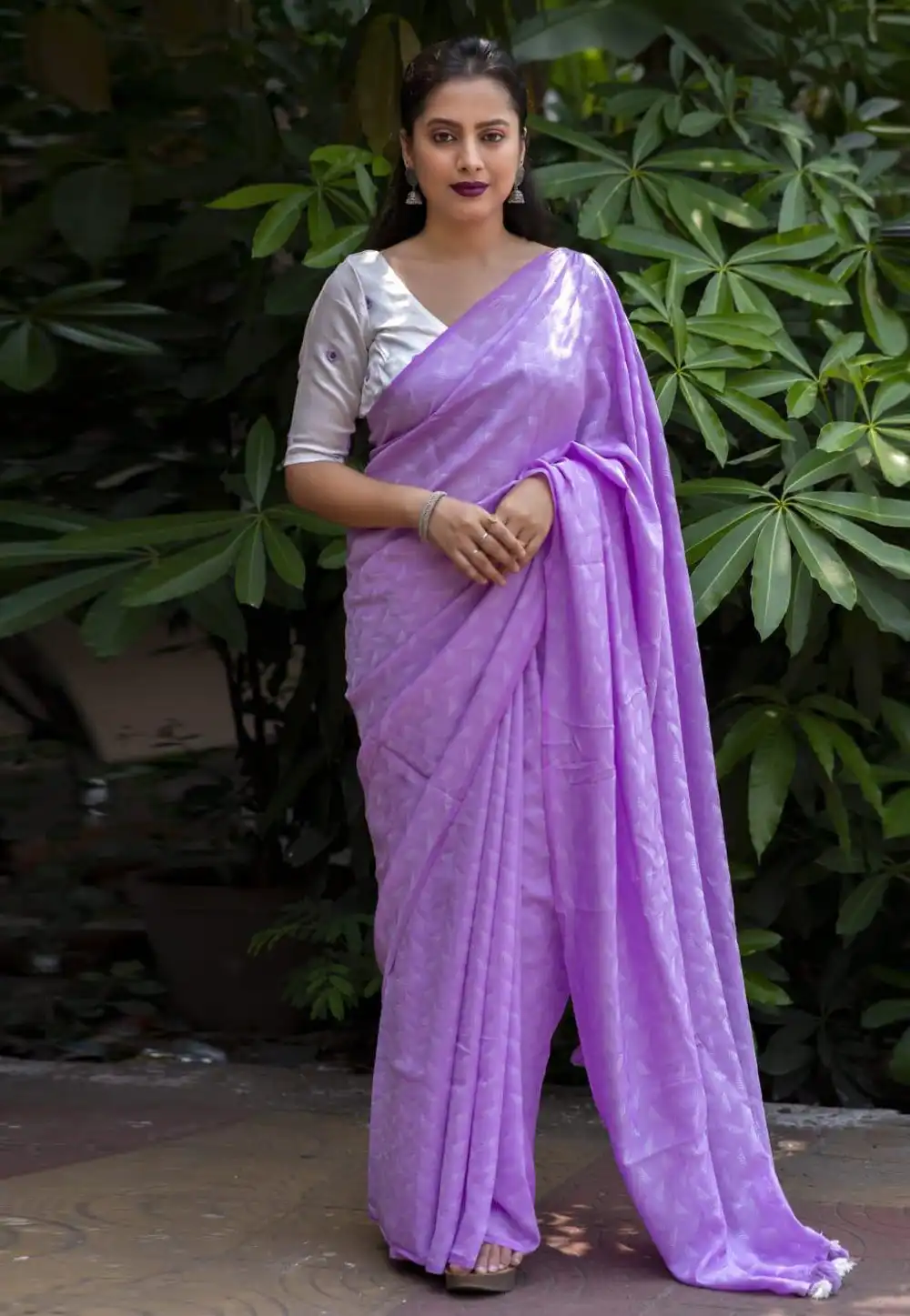 Lavender Georgette Saree With Blouse 289717