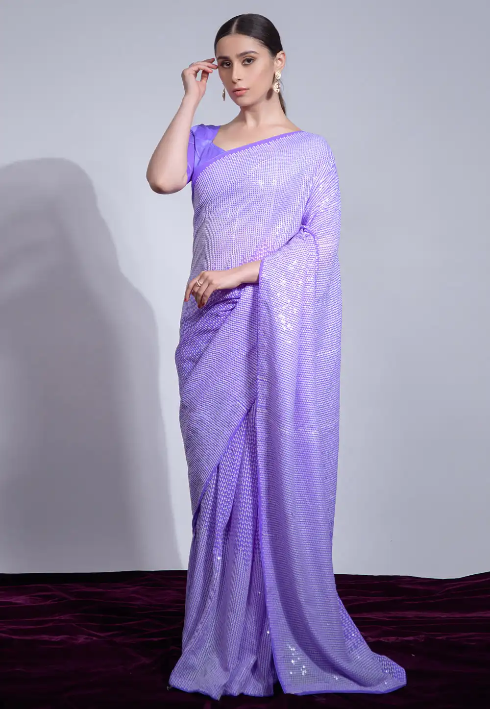 Lavender Georgette Saree With Blouse 291455