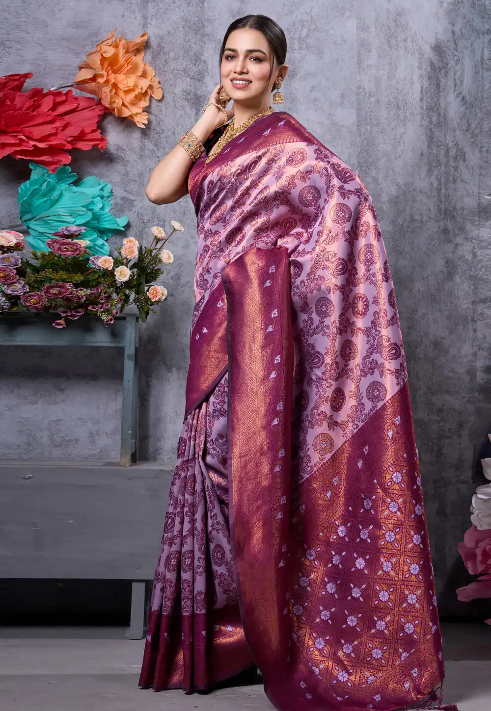 Lavender Kanjivaram Silk Saree 291251