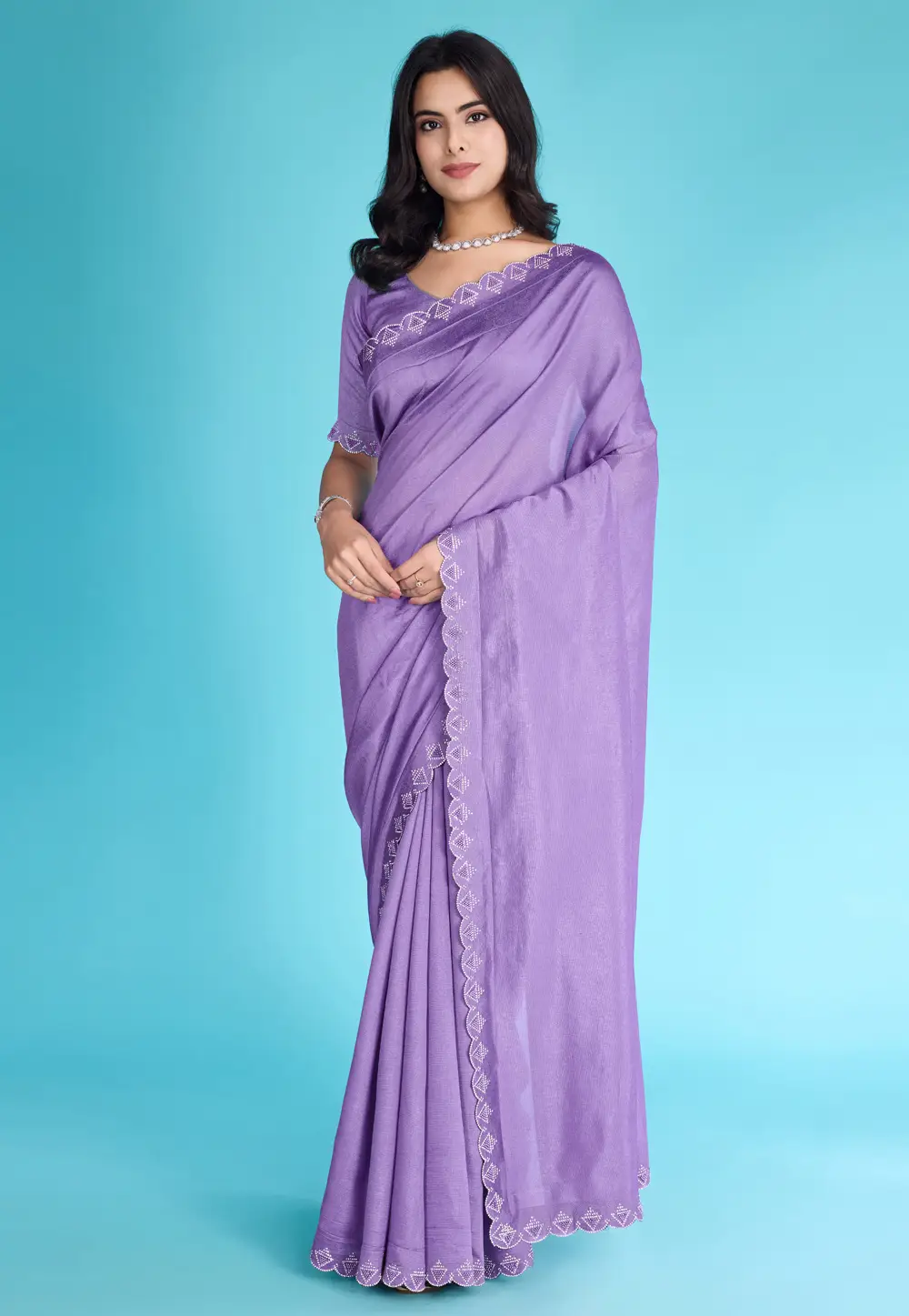 Lavender Khadi Saree With Blouse 295839