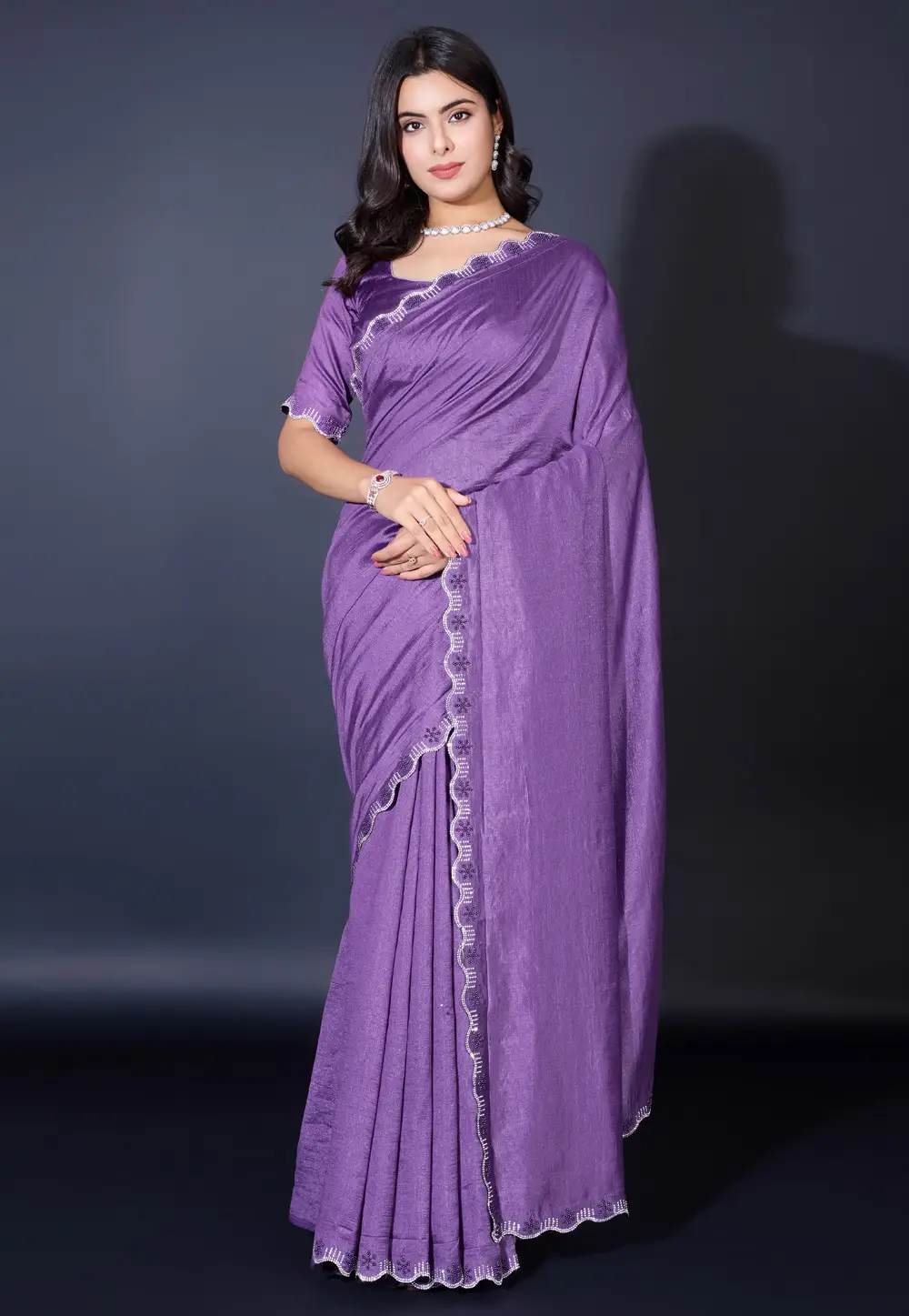 Lavender Khadi Saree With Blouse 295330