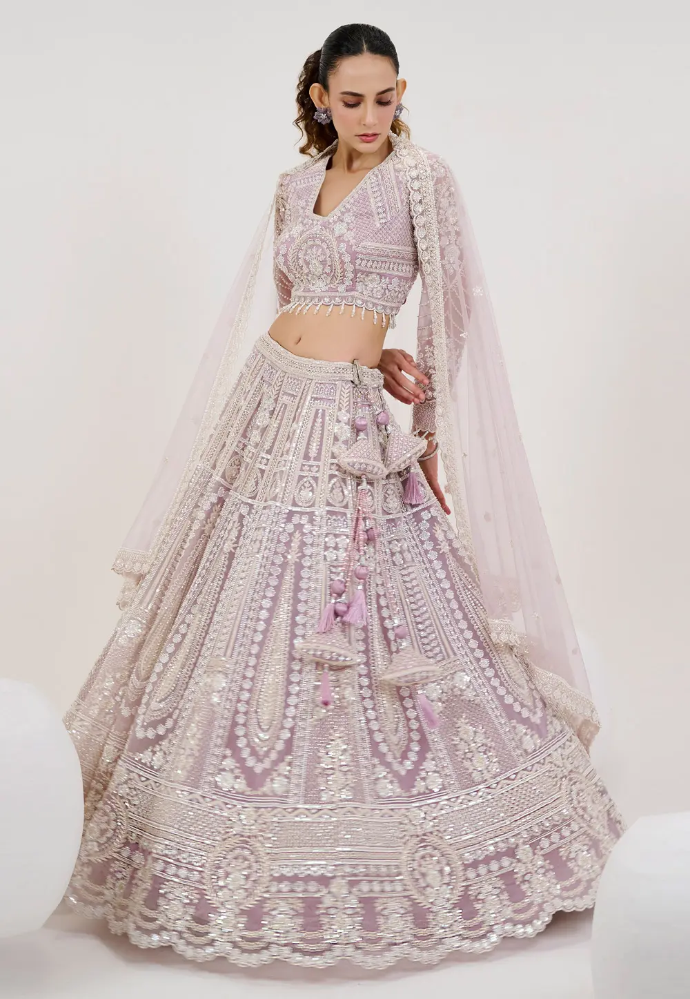 Lavender Net Lehenga Choli 298217