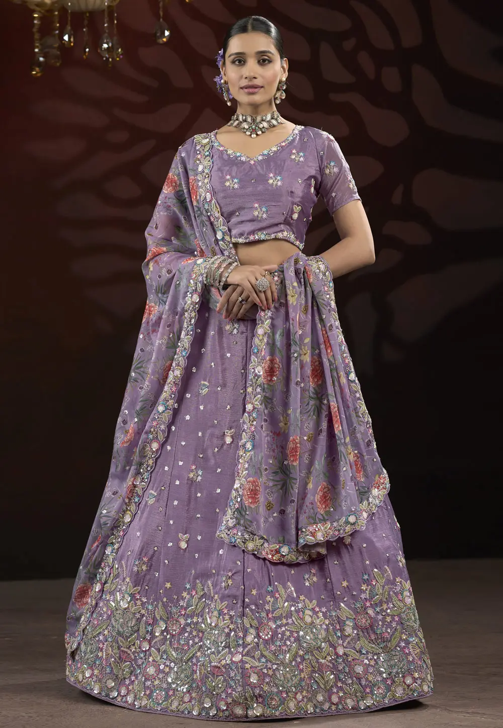 Lavender Net Lehenga Choli 301762