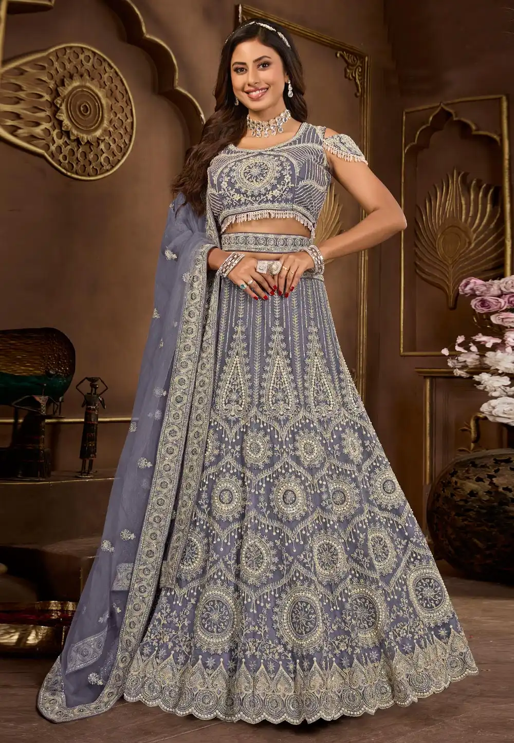 Lavender Net Lehenga Choli 294744