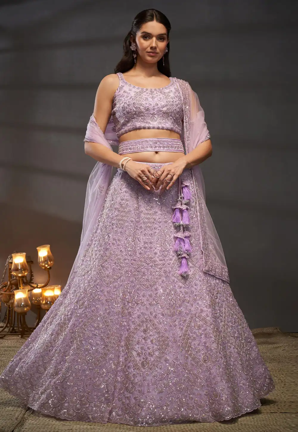 Lavender Net Lehenga Choli 291192