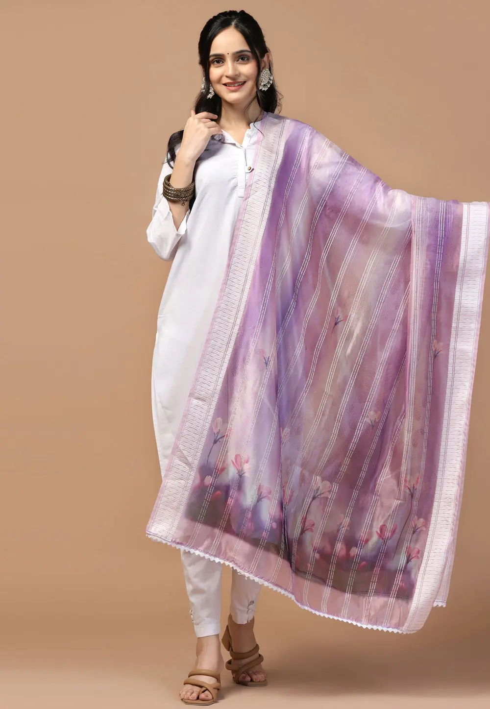 Lavender Organza Dupatta 303707