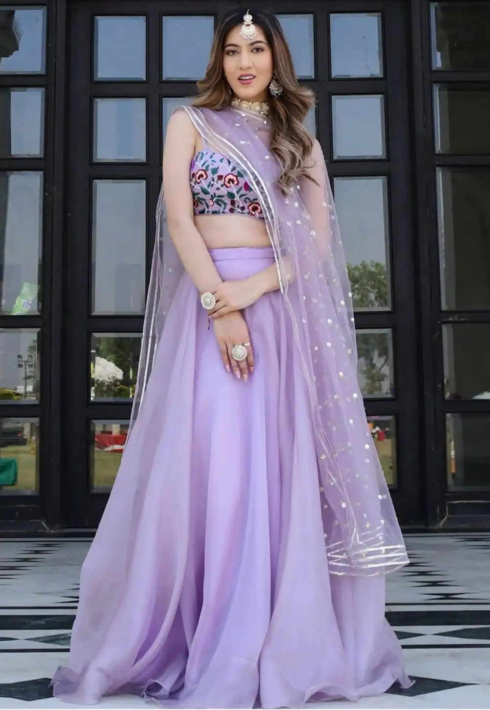 Lavender Organza Lehenga Choli 293621