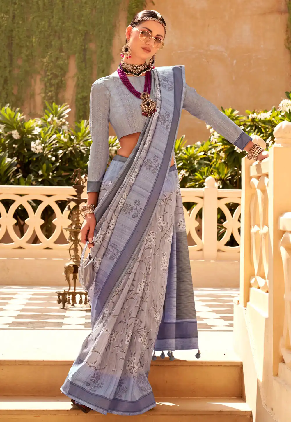 Lavender Raw Silk Saree With Blouse 291342