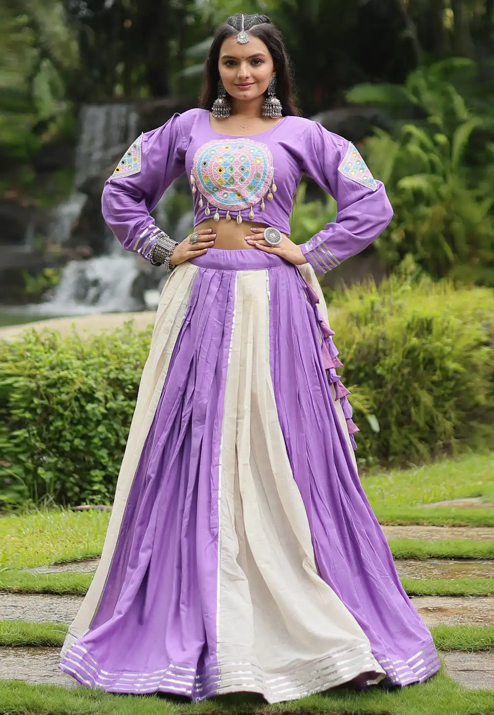 Lavender Rayon Navratri Chaniya Choli 294693