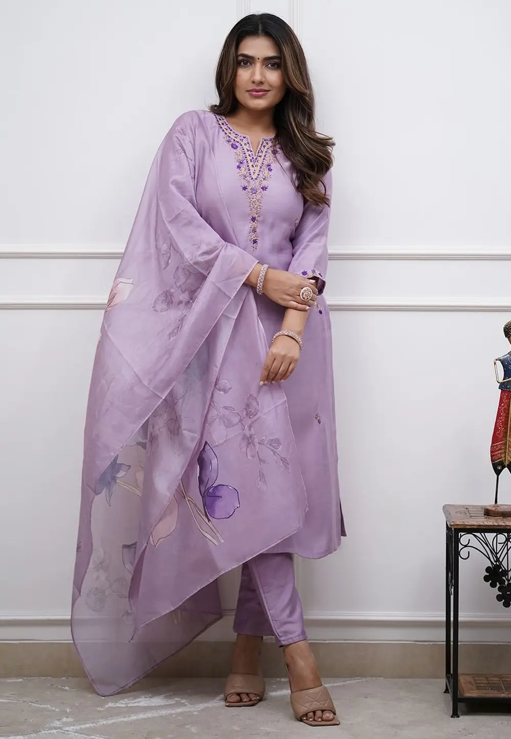 Lavender Rayon Readymade Pakistani Suit 302294