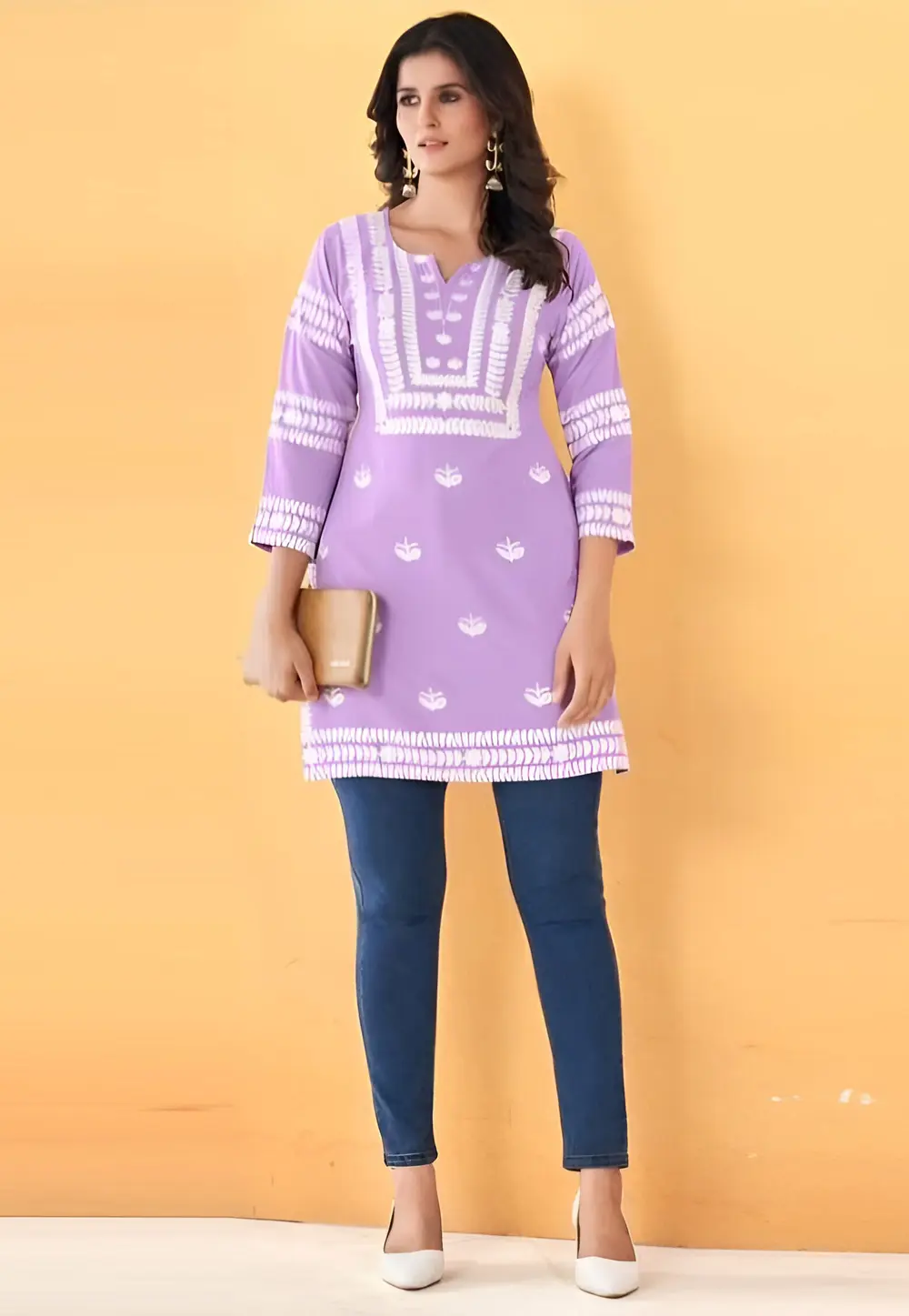 Lavender Rayon Short Kurti 301154