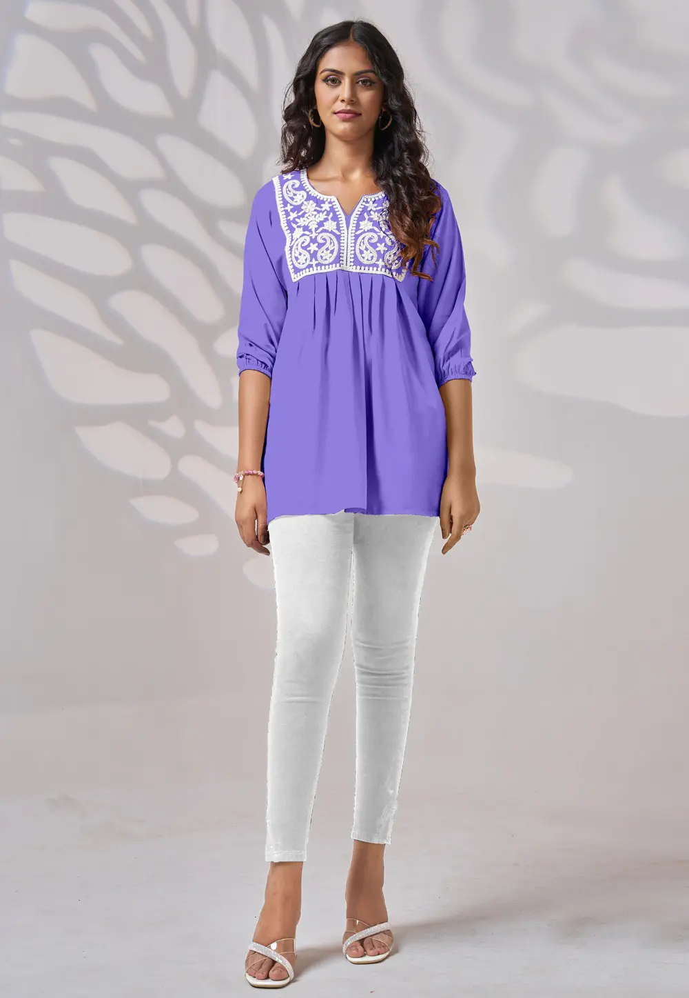 Lavender Rayon Short Kurti for Women 300473