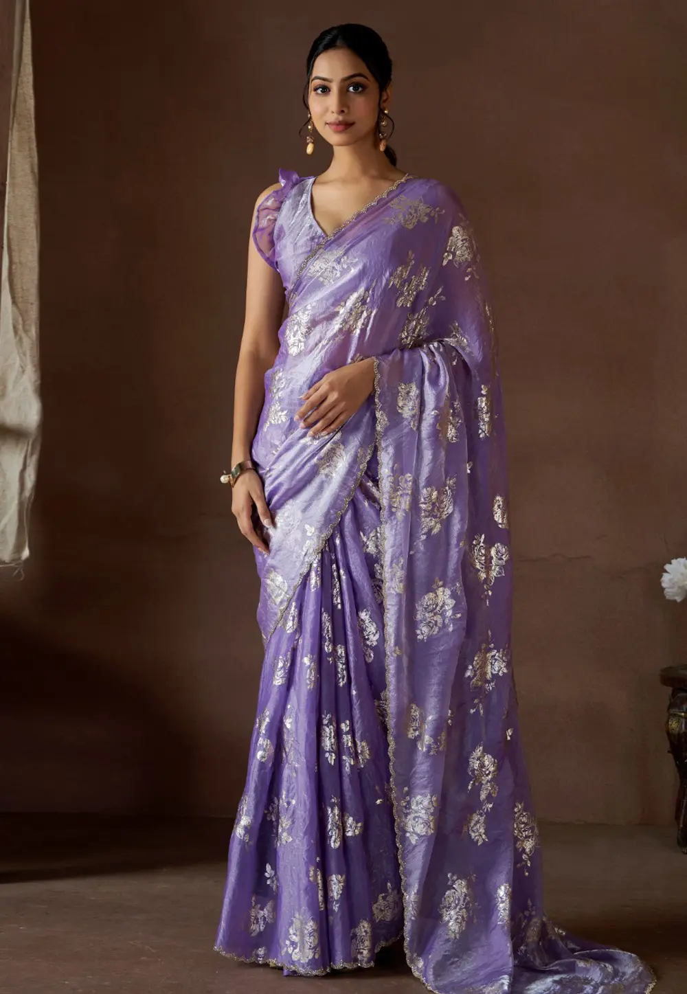 Lavender Satin Silk Saree With Blouse 299229