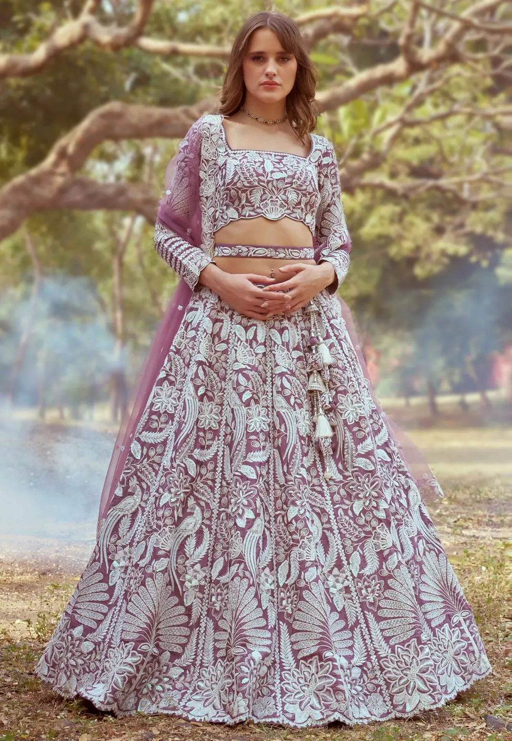 Lavender Satin Wedding Lehenga Choli 299140