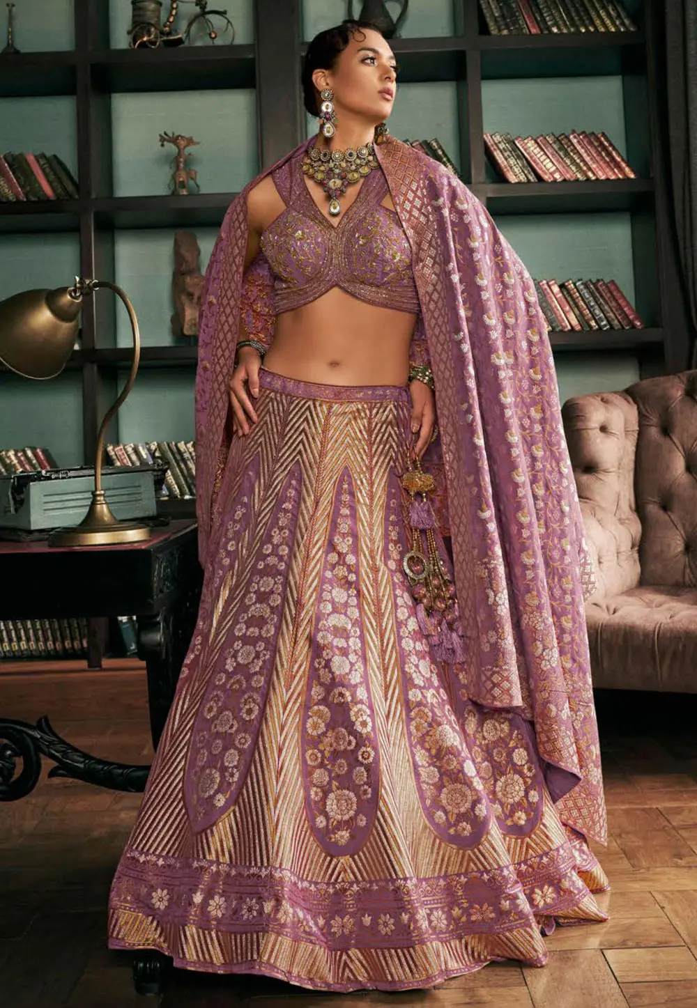 Lavender Silk A Line Lehenga Choli 302599