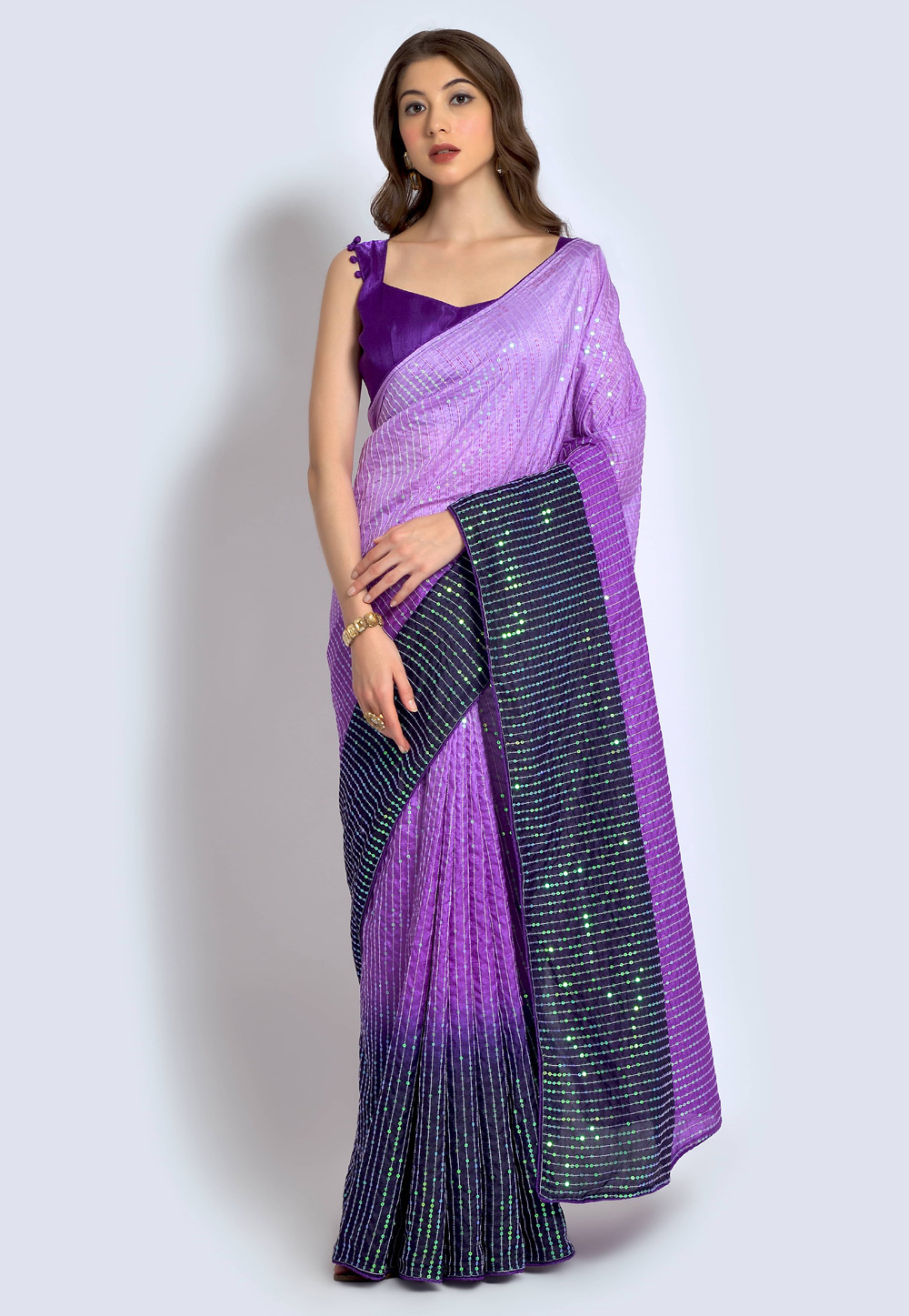 Lavender Silk Half N Half Saree 310294