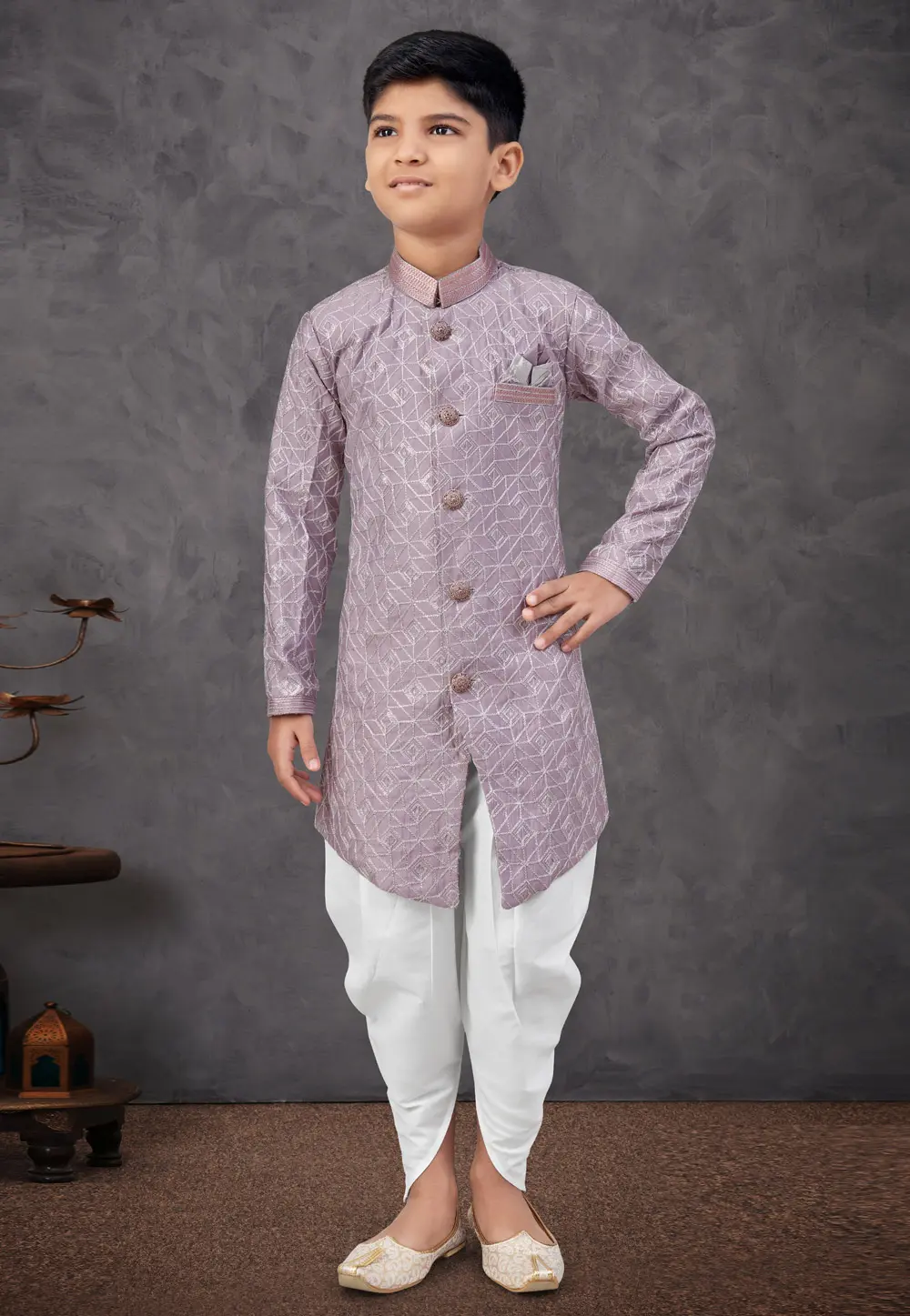 Lavender Silk Kids Indo Western Sherwani 303792