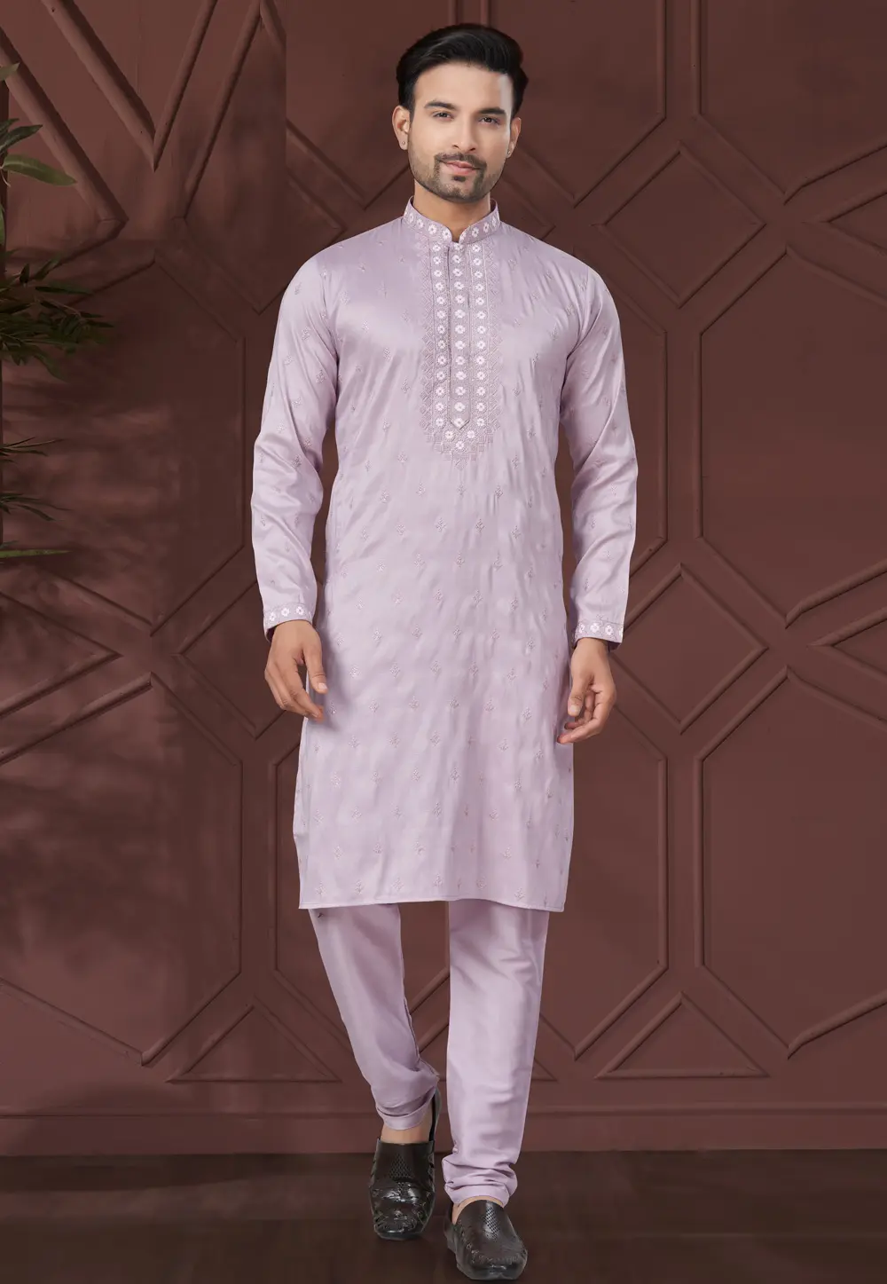 Lavender Silk Kurta Pajama 300292