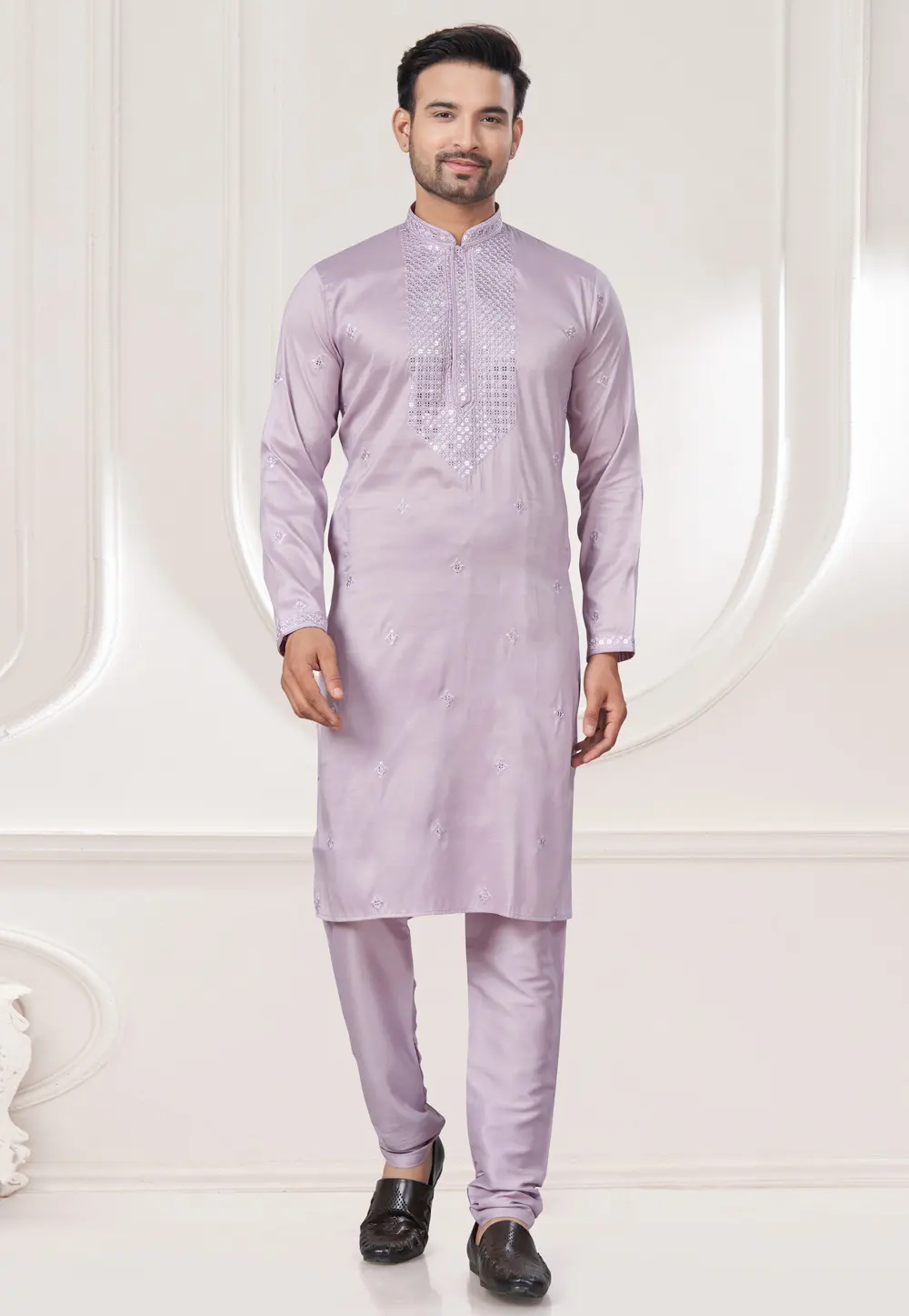 Lavender Silk Kurta Pajama 301001