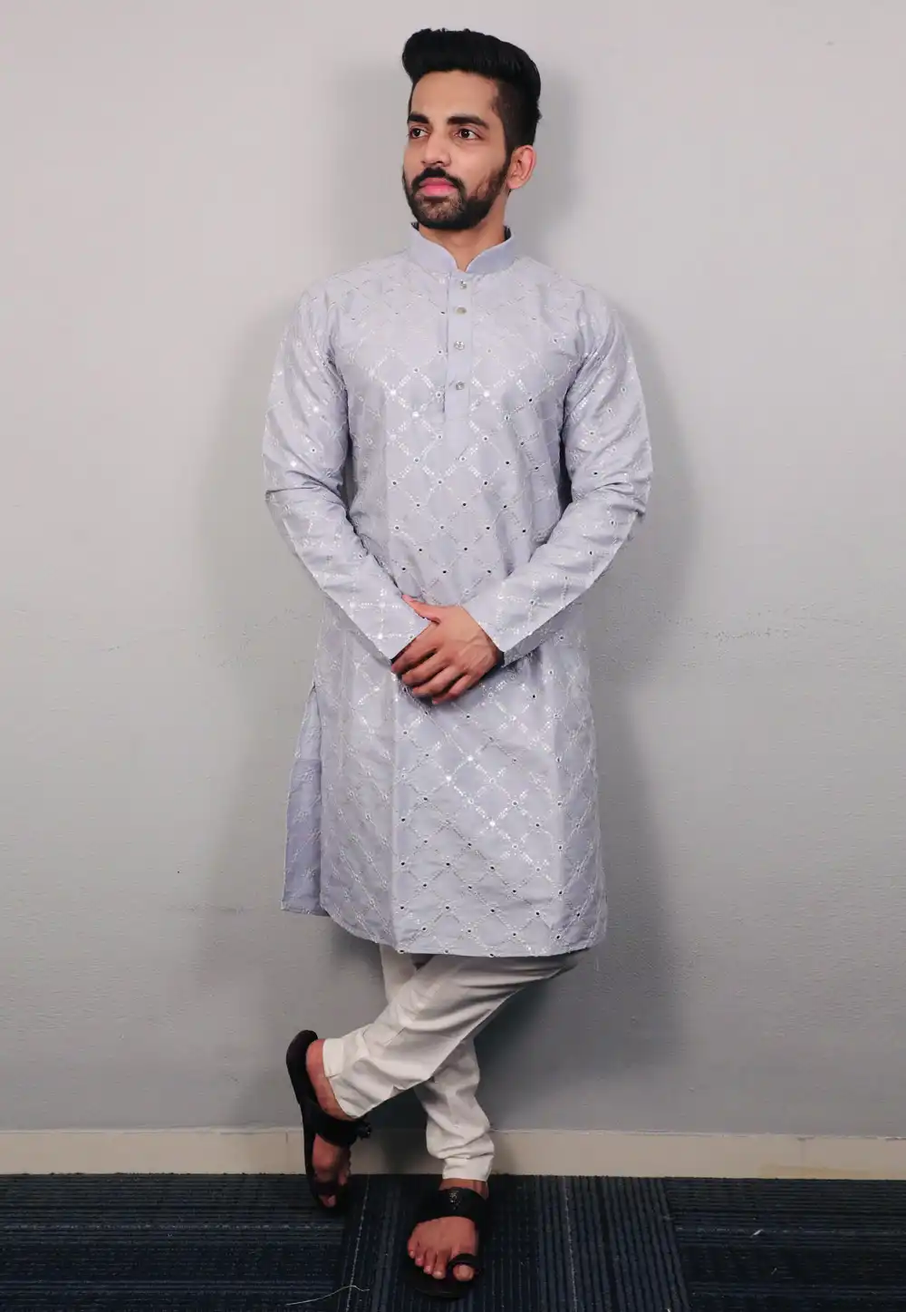 Lavender Silk Kurta Pajama 293784