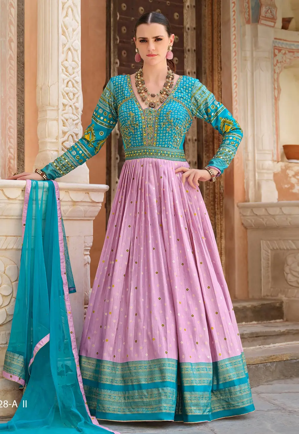 Lavender Silk Long Anarkali Suit 303542